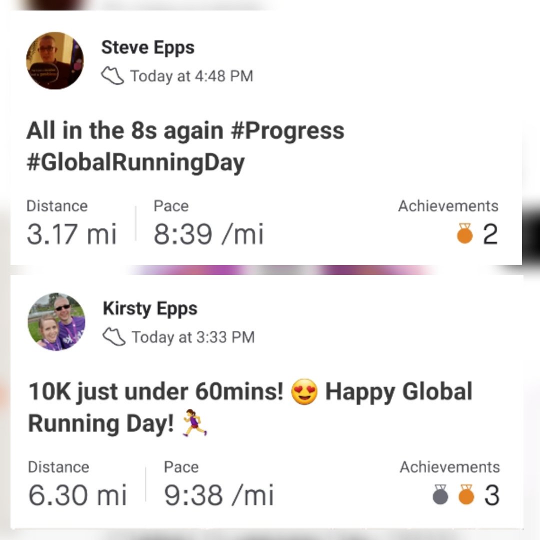 EasierRun's tweet photo. Both of us completed todays #GlobalRunningDay challenge for @WeAreRunThings with me recording my 3rd best 5k time & Kirst recording her 2nd best 10km...result! #runr #ukrunchat #CouplesThatRun 😂 https://t.co/k6LSeLDimu