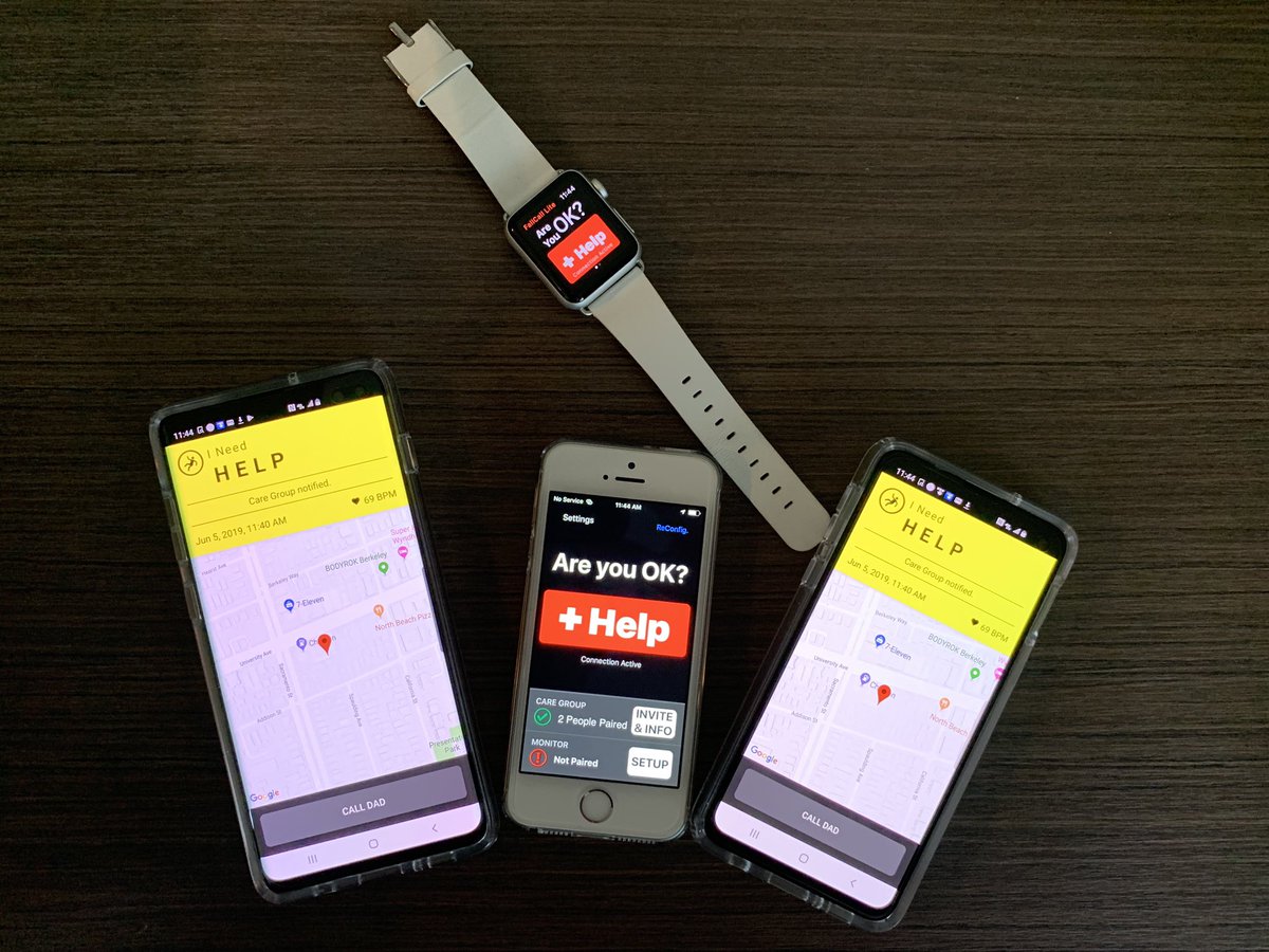 FallCallSolns's tweet photo. Is that #FallCallLite running on #AppleWatch, #iPhone, #GalaxyS10e and #GalaxyS10+??? Come see:  @SiliconBoomer, Claremont Club &amp; Spa Exhibit Hall, Berkeley, CA, June 6th. The next innovation in medical alert systems! @AgingTech @Aging20 @geoff_gross @tdohrmann @WhatsNextBoomer https://t.co/IWcaLLXtWd