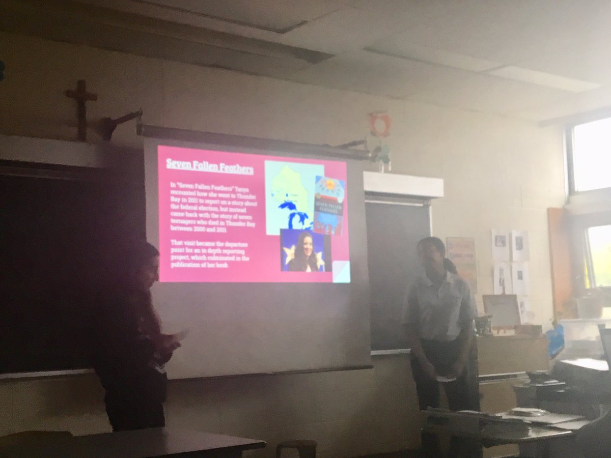BMTM_Chaplaincy's tweet photo. It is #indigenouseducationweek and it is inspiring to see my students final projects supporting an indigenous renaissance. Today we connected the characters in our novels to the real life hero’s like @TanyaTalaga @powwowcafe @tearafraser @cheekbonebeauty https://t.co/IC3rUzewSx