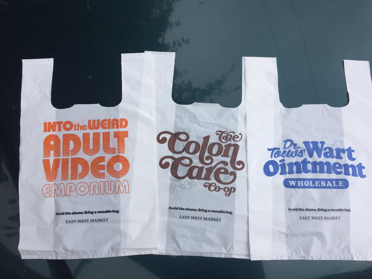 jarmstrongbc's tweet image. A message that's in the bag. Tonight on @GlobalBC #NewsHour — a funny attempt to discourage customers from using single-use plastic bags.