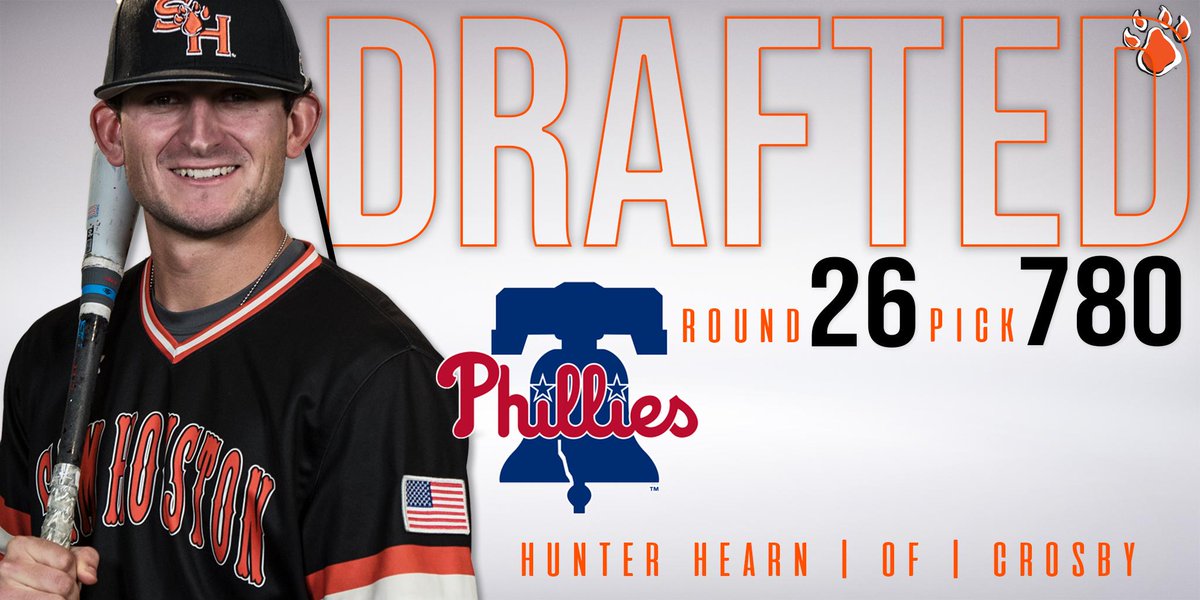BearkatsBSB's tweet photo. Make that 4️⃣ Bearkats taken in this year's MLB draft, the most for the program since 2015. 

Congrats to Hunter Hearn, taken by the Philadelphia Phillies in the 26th round! #EatEmUpKats https://t.co/s8VbvNkWFM