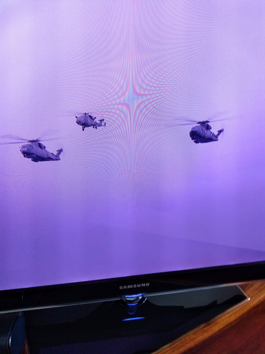 ExePARA's tweet photo. The three leading aircraft of the 'RAF' flypast today...all Royal Navy Fleet Air Arm. Outstanding fact checking and research there @bbc, outstanding 🙈🙄 https://t.co/34dgJToFMG