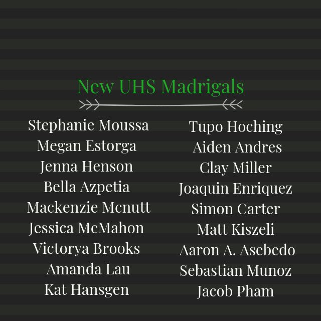 UHSMadrigals's tweet image. Congrats to all our new Madrigals!