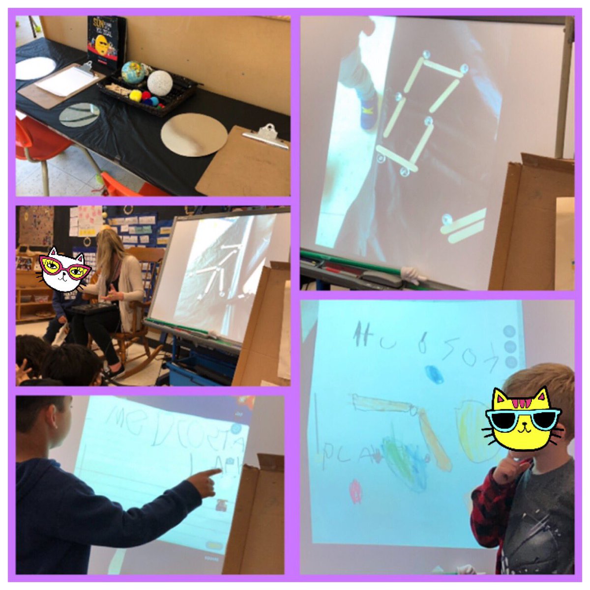 What a fabulous day in FDK! B created a new invitation based on his  book, The Sun is Kind of a Big Deal! He chose the tablecloth, loose parts and platforms. Students created constellations and wrote too! #imadeaconstellation #planet <a href="/a_thompsonclass/">Angelique Thompson</a> @TDSB_Angela