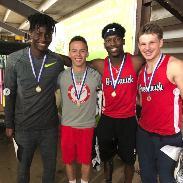 GHS Boys Track won States at New Britain in the 4 X 100. Hunter Clark, Chris Wint, Ryan Raybuck &amp; Zane Nye had an amazing season, setting a school record in the first meet and an All-time FCIAC record &amp; won all 3 championship meets this spring (FCIAC, State LL &amp; States) #GHSTrack