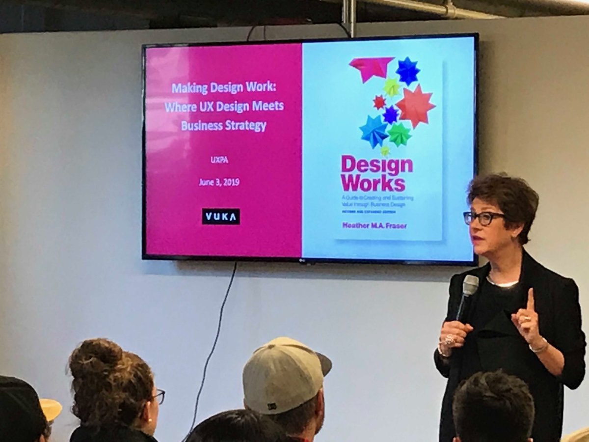 utpress's tweet photo. We love a good book launch! @uxpatoronto’s launch for DESIGN WORKS by @HeatherMAFraser drew a standing room-only crowd to the offices at @Shopify on Monday. Here are some shots from the event! #RotmanUTP https://t.co/1Y8Fog5ZhY
