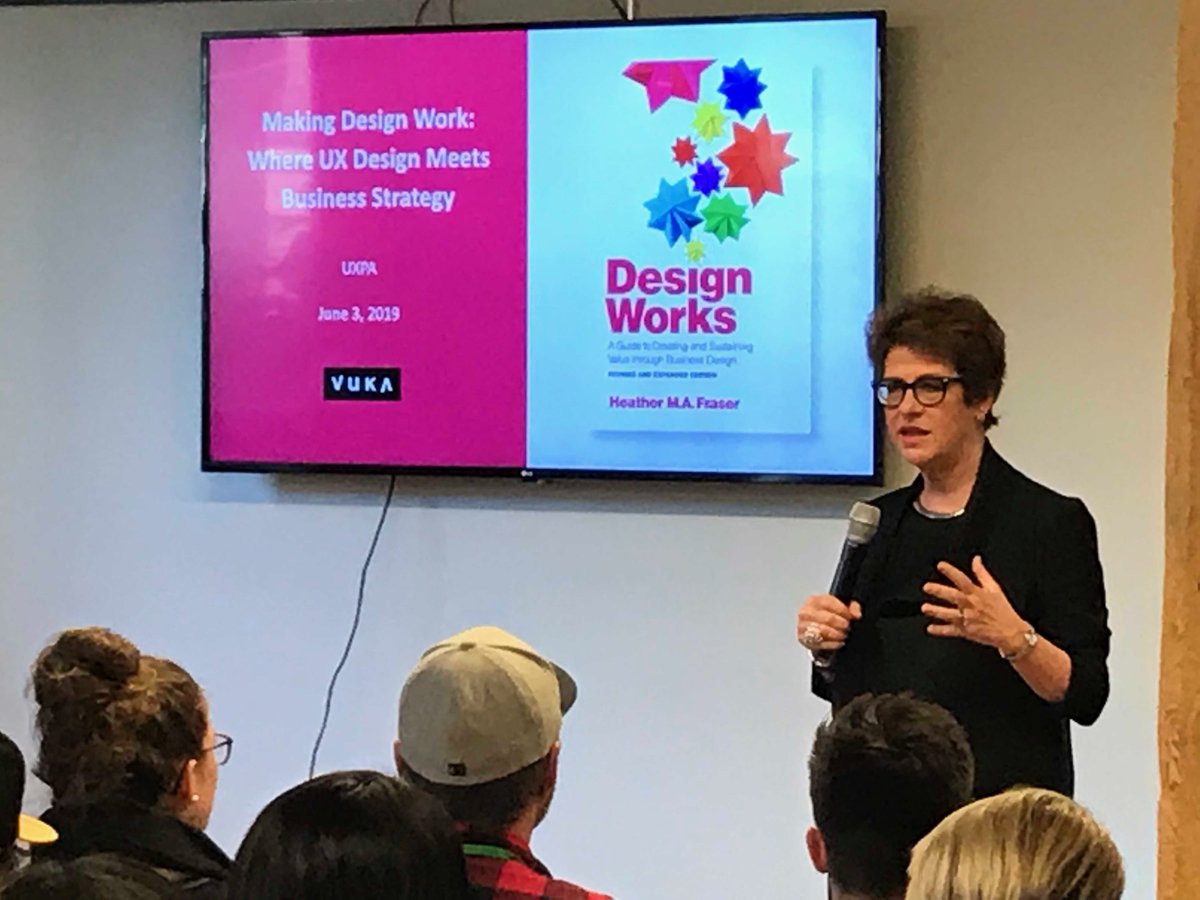 utpress's tweet photo. We love a good book launch! @uxpatoronto’s launch for DESIGN WORKS by @HeatherMAFraser drew a standing room-only crowd to the offices at @Shopify on Monday. Here are some shots from the event! #RotmanUTP https://t.co/1Y8Fog5ZhY