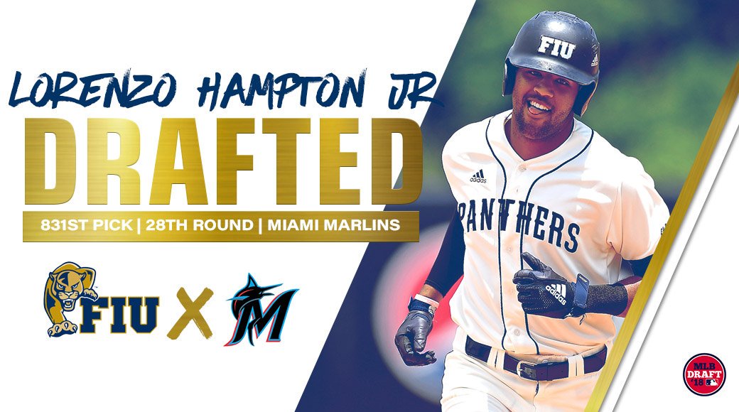 FIU Baseball (@fiubaseball) on Twitter photo THE PICK IS IN!!!
With the 831st pick in the 2019 <a href="/MLBDraft/">MLB Draft</a> the Miami <a href="/Marlins/">Miami Marlins</a> select <a href="/Lorenzo_hampJr/">Lorenzo Hampton Jr.</a>!
#PawsUp 🐾 | #PantherPride THE PICK IS IN!!!
With the 831st pick in the 2019 <a href="/MLBDraft/">MLB Draft</a> the Miami <a href="/Marlins/">Miami Marlins</a> select <a href="/Lorenzo_hampJr/">Lorenzo Hampton Jr.</a>!
#PawsUp 🐾 | #PantherPride