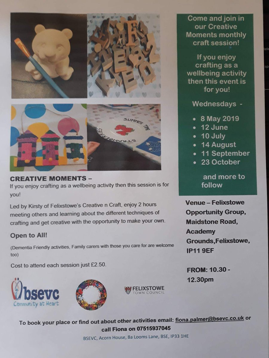 Bsevc2's tweet photo. #Craft session for #mentalhealth and #wellbeing
 Open to all
#Felixstowe
Next Wednesday 12 June
#suffolk @suffolk_hour https://t.co/z78az2cNLs