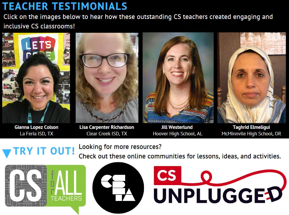 CSforAllTchrs's tweet photo. Check out #compsci teacher testimonials on creating engaging and inclusive computer science classrooms in @NSF's #CSBitsandBytes (Issue 13, 2019). Click here → https://t.co/l1BImPKJxD #CSforAll @NSF_EHR @NSF_CISE #iteachCS #education #CSed https://t.co/nBfRwVP66m