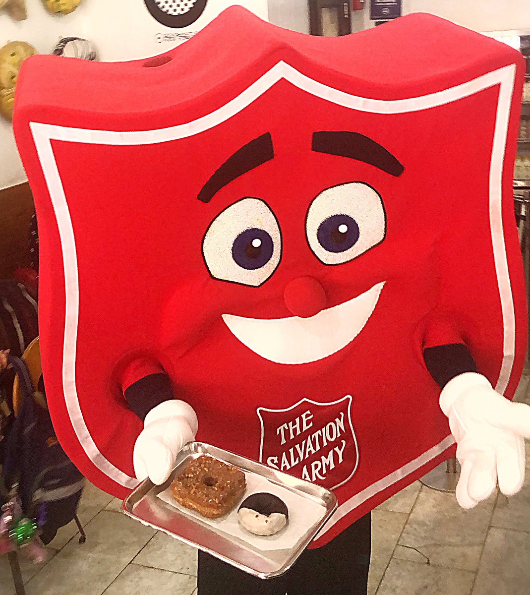salvationarmyny's tweet photo. 2 more days until #NationalDonutDay!!! We celebrated today with Doughnut Plant - Chelsea and had a blast. Shieldy especially enjoyed their PB&J and Black & White #donuts.
.
.
.
##TheSalvationArmy #Donut #Doughnut #Countdown #DonutADay #Shieldy #WhereIsShieldy #Veterans https://t.co/u3oRxmaCWF