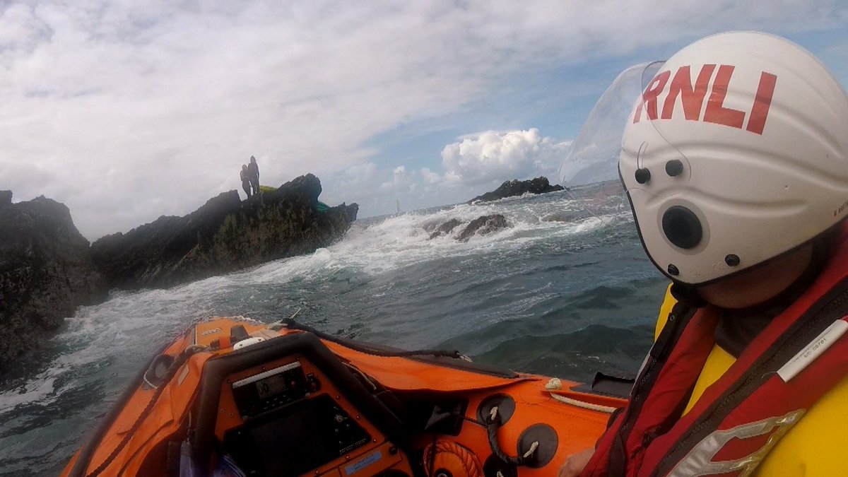 Called out 3.15pm after 999 call reporting two people shouting for help from rocks in Newquay Bay. The <a href="/RNLI/">RNLI</a> crew responded in the D class inshore lifeboat and rescued two women in their 20s from the Inner Dane rock, after their kayak had capsized. Landed safely to <a href="/CRTNewquay/">Newquay Coastguard</a>.