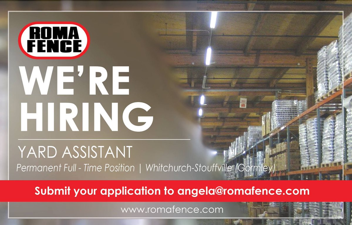 RomaFence's tweet photo. We're growing our team! Our East location is looking for a Yard Assistant! Join the Roma family today! 😁 👍 #hiring #jobs #caledonjobs #yardassistant https://t.co/dmNvEgZHhO