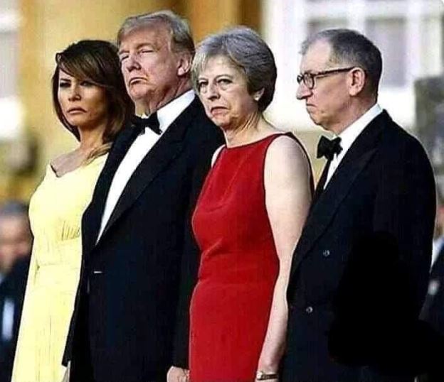 It was a barrel of laughs at the London #TrumpVisit yesterday. The Queen even ducked the photo-op.