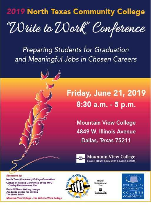 TXHigherEdFnd's tweet photo. We are excited about the N. TX Community College 'Write to Work' Conf. June 21st at MVC!  Visit https://t.co/2RjI0WBSxT. https://t.co/7XeoJ9Qgyz