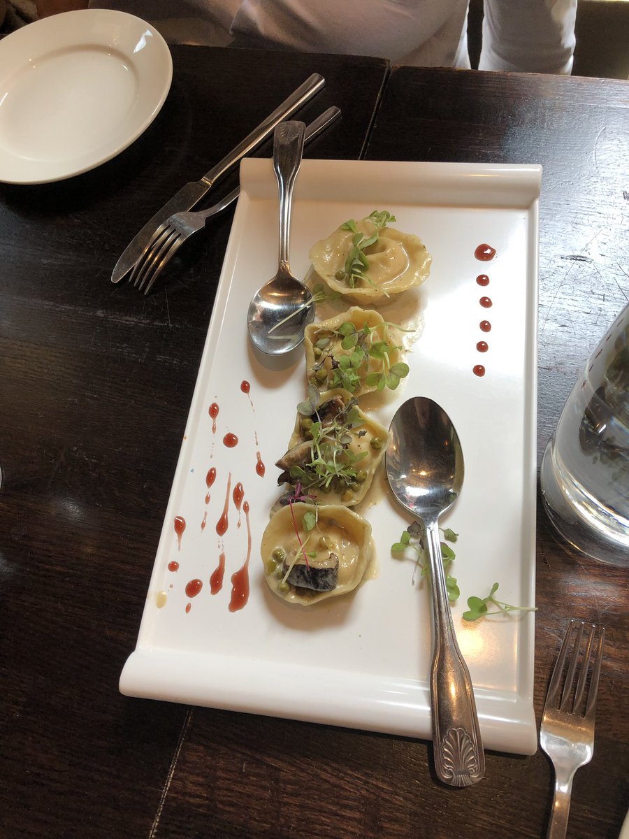 cookingchat's tweet photo. The food and wine was so good at #gamberorosso lunch today! We started with these porketta tortelloni in a boscaiola sauce. Thanks @mastboston for a great meal! #italianfood #italianwine #bostoneats https://t.co/IK96SQaAOr