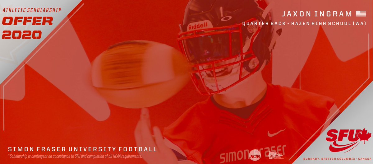 jaxon_ingram's tweet photo. Honored to receive an offer to play QB at Simon Frasier University.  Thank you  @CoachTFord @CoachTSummers #RepTheLeaf 🇨🇦 https://t.co/bzPRZKCVAQ