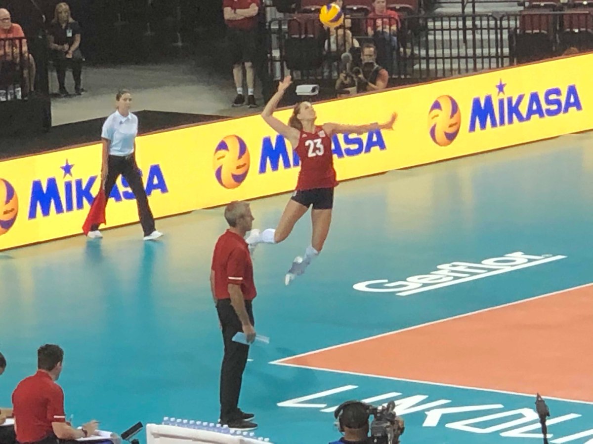 ewichita's tweet photo. Team USA Volleyball.  They are tall.  Kelsey Robinson, Jordan Larson and Mikaela Foecke representing the Huskers! https://t.co/vTt0jVwaaS