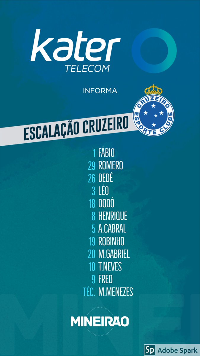Mineirao's tweet photo. OLHA AÍ! Escalação do @Cruzeiro #CRUxFLU #KaterTelecom https://t.co/d7DRkn0Obc