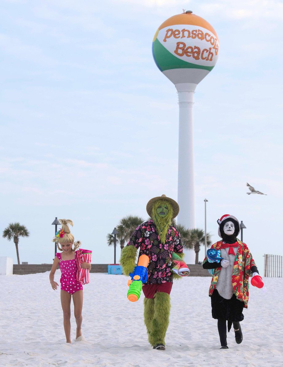 pnswinterfest's tweet photo. Welcome to Baywatch: Whoville edition🏖

The whoville gang heard how much fun Santa was having in #Pensacola and decided to see it for themselves! Who else is ready for summer? Stay tuned for more announcements! Winterfest tickets go on sale in July! https://t.co/3StwMLO309