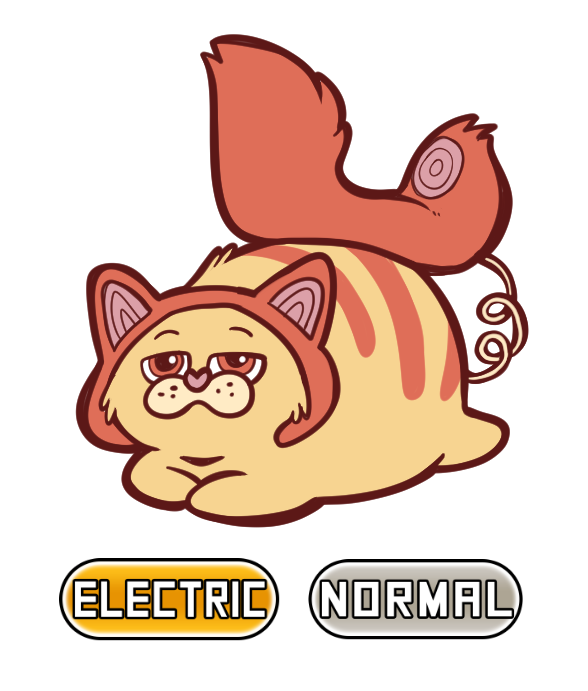Lucheek's tweet photo. The newest pokemon to the Talgia region- it's GARFONE! 

They hardly move and are popular pets. Garfone's tails can record voices and music, and families often use them to leave reminders to each other. 

#pokemon #fakemon https://t.co/NqP3GfuXMJ