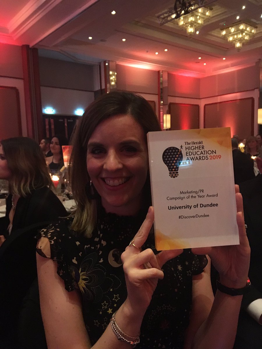Oh my, shameless self promotion for your External Relations team, we’ve just won a FOURTH award at the #Heraldheds for Marketing Campaign of the Year for our #DiscoverDundee recruitment campaign!