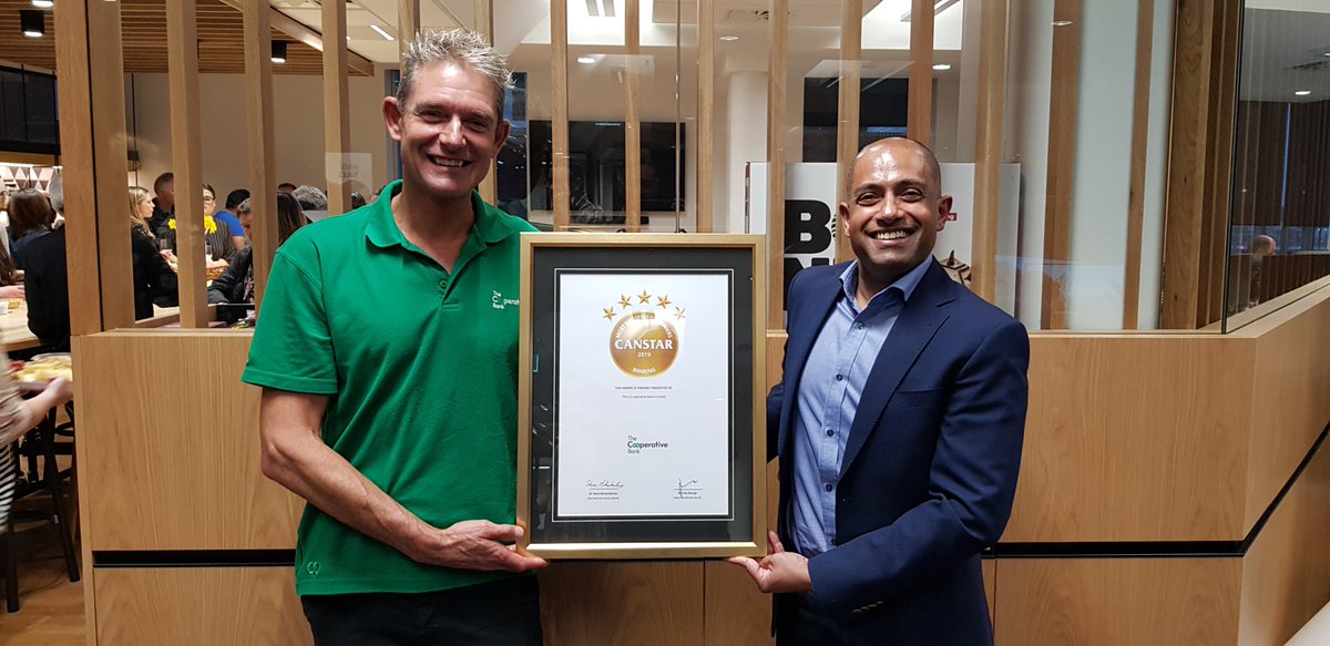 Congratulations to  <a href="/CoopBankNZ/">The Co-operative Bank</a> , winner of the Canstar NZ 2019 Most Satisfied Customers - Banking Award. CANSTAR NZ general manager Jose George (right) presents the award to The Co-operative Bank CEO David Cunningham
canstar.co.nz/banking-satisf…