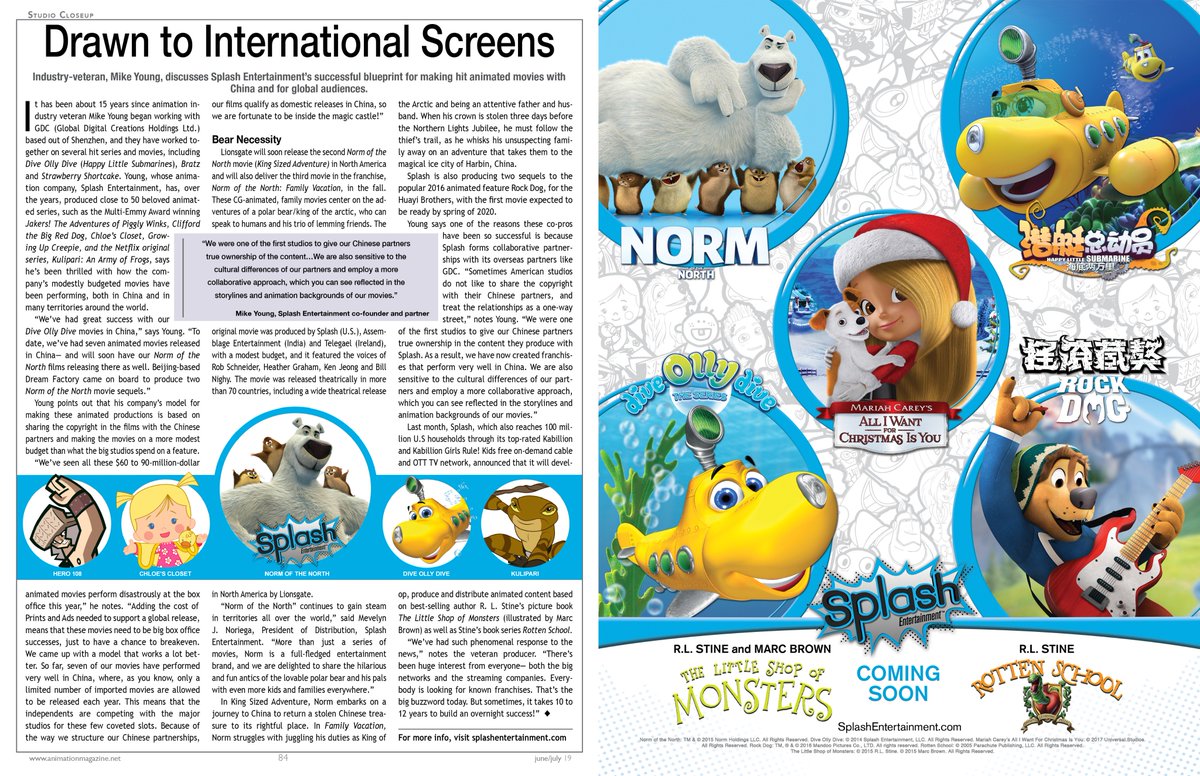 SplashEntmt's tweet photo. Splash Entertainment’s #MikeYoung has an interview in the latest @animag! Check out the article, our latest ad, and stay tuned for more on #RLStine and Marc Brown’s #LittleShopOfMonsters and R.L. Stine’s #RottenSchool” through #SplashEntertainment! https://t.co/wX772pn8bu