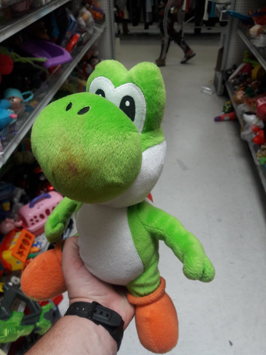 GFanactic911's tweet photo. Just saw this #Yoshi at #Goodwill. What happened to him & who took care of him? Poor guy. ๐ข๐ขโน #NYLB #NoYoshiLeftBehind #YoshiLivesMatter I'm hoping that's paint on him & not blood but hey for $1, I think I can take him home & give him some TLC. #NewHome #Plushies #Collectors https://t.co/z6ATiIoHBZ