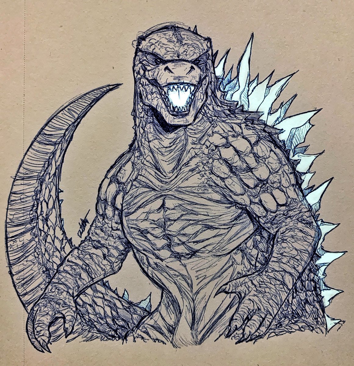 Godzilla Drawing - Bilscreen