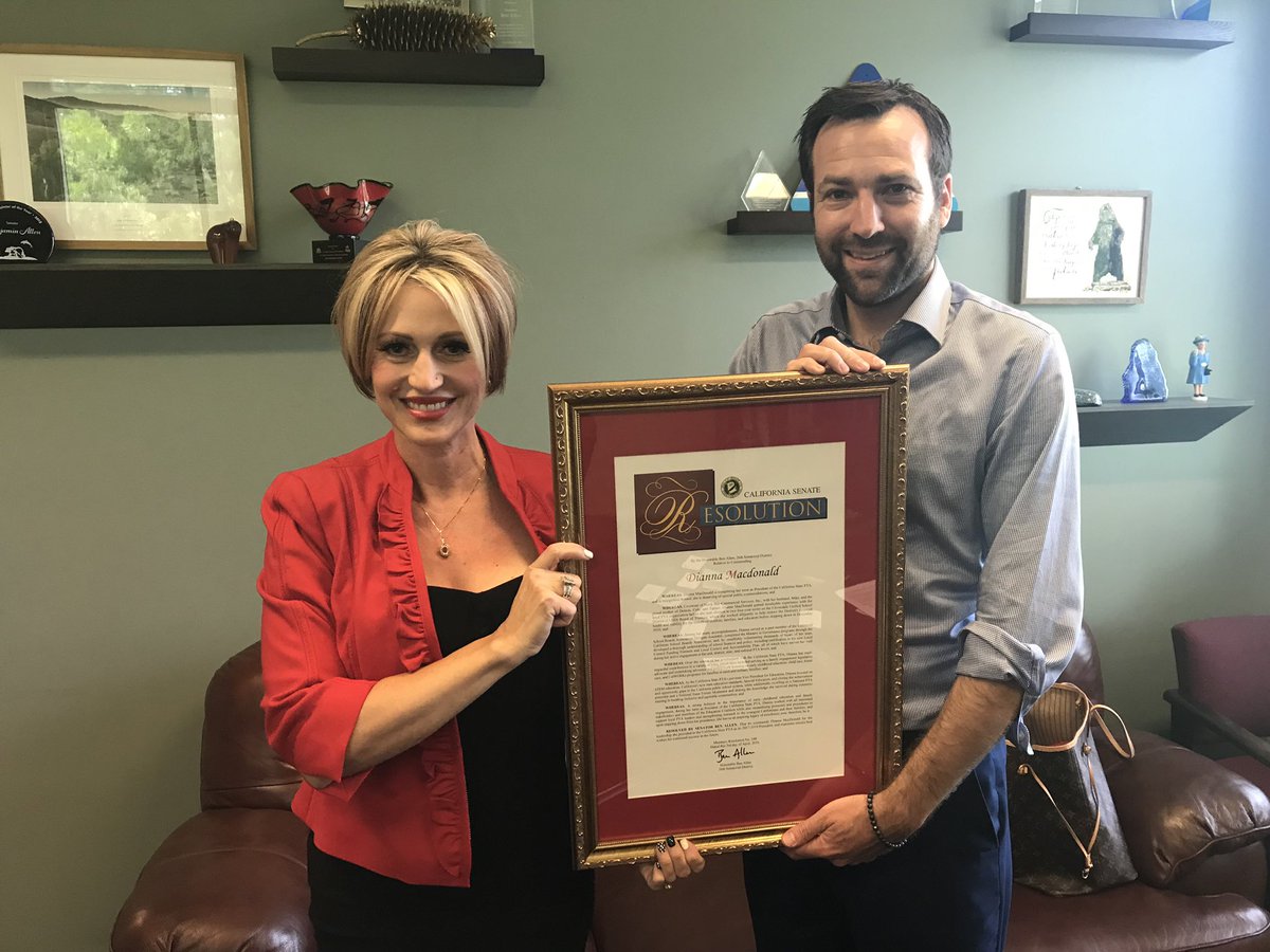 BradWaller's tweet photo. CaliforniaPTA: Thank you to Senator Ben Allen for your continued commitment to advocacy for the children and families of California as a valued partner with PTA. Thank you for recognizing our state president, Dianna MacDonald, with this resolution. #PTA4… https://t.co/SdtOpKm3pk