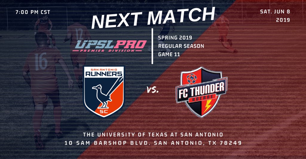 sarunnerssc's tweet photo. π¨ Next Home Match! π¨
π
π @boernesoccer
β° 7:00 PM
π
Saturday June 8, 2019
π@UPSLCentral Regular Season Game 11
π @UTSA
π San Antonio, TX
π Free
π£ #SARvBOE
@UPSLsoccer
#sarunnerssc #fastestfeetintown #sanantoniosoccer #futbolsa #upslpro #soccer #semipro #texassoccer https://t.co/r18ilIMNVq