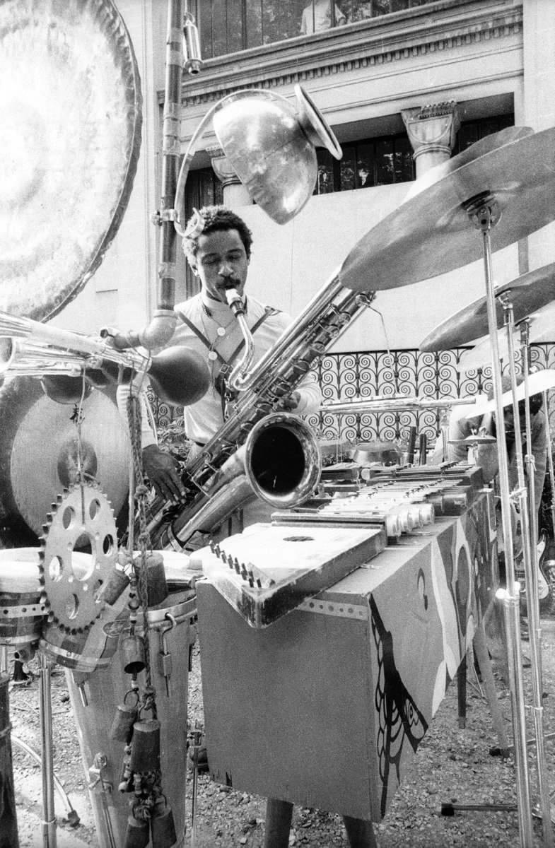50 years ago this week: Roscoe Mitchell and the Art Ensemble arrive in Paris. Photo by Jacques Bisceglia. #aacm #artensembleofchicago #experimentalmusic #greatblackmusic