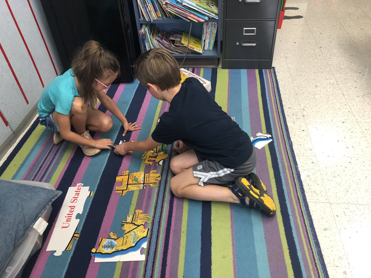 Puzzlemania Day in first grade!! Learned some strategies on kindles with some US symbols and habitat puzzles then jumped in with  "hands on" this afternoon!! #welovebeingfirst #AshlandSOAR