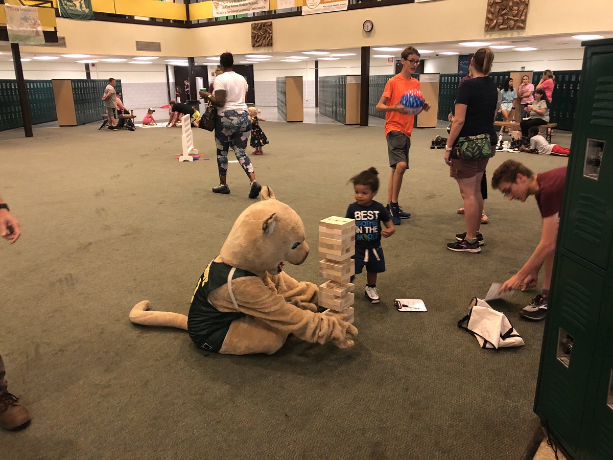 Having a great time at <a href="/PGMSinBCPS/">Pine Grove Middle</a> Family Fun Night - karaoke, board games, trivia, and cougar.