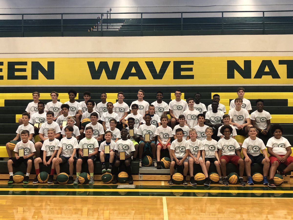 WAVEbasketball's tweet photo. Pictures of the 2019 Green Wave Basketball Camp participants and award winners.  Members of the 2019-2020 basketball team were great coaches and leaders.  Participants were enthusiastic and worked hard.  Everyone improved and had fun.  #FutureGreenWave #EarnTheG #GreenWavePride https://t.co/dwlc6O0GW1