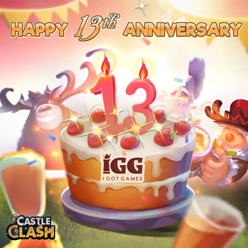 CastleClashIGG's tweet photo. We have nothing but gratitude for all of you. Happy 13th Birthday to IGG! https://t.co/1u6JoJLYpH
