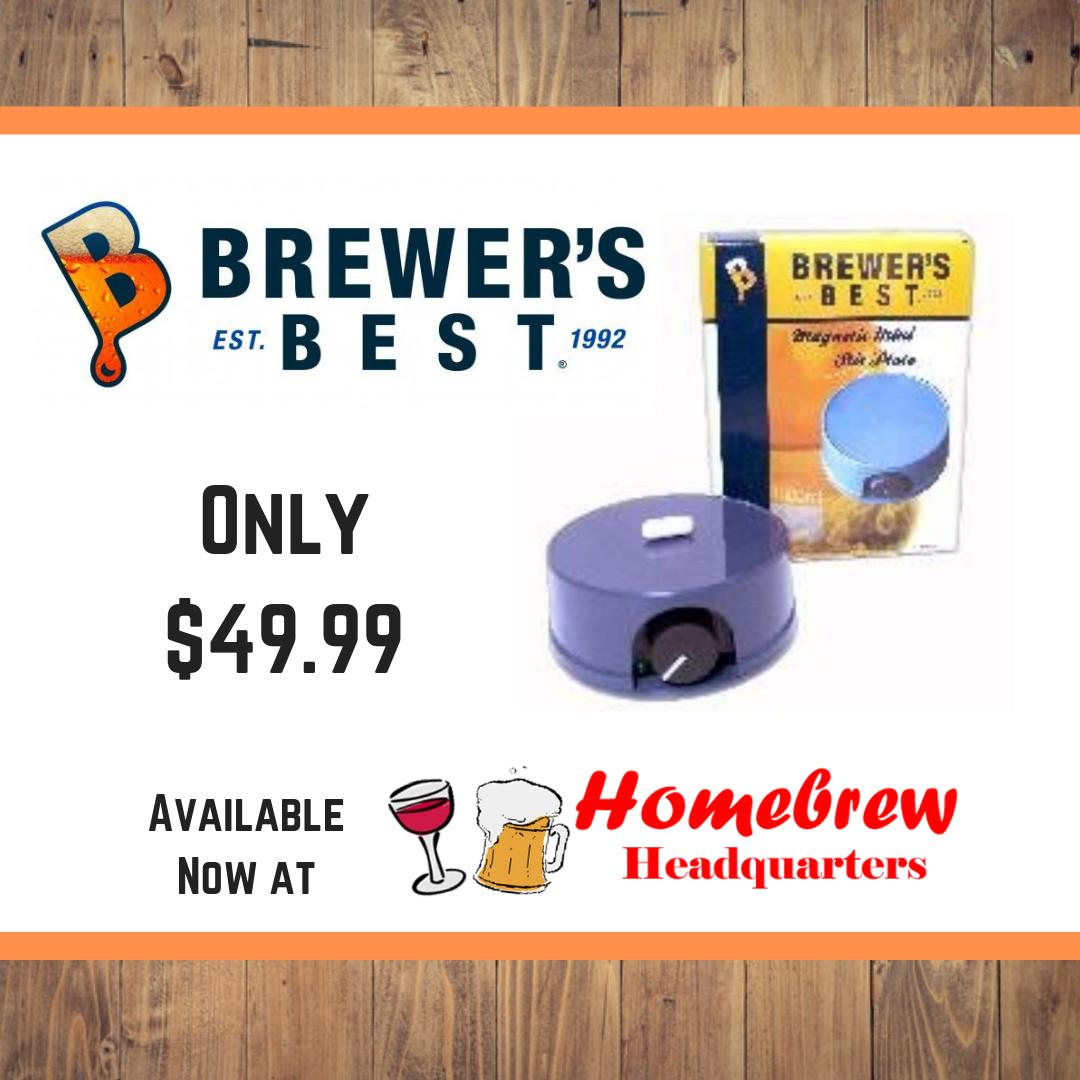 Brewer's Best® Magnetic Mini Stir Plate will make the perfect addition to your brewing arsenal. Great for stirring and yeast starters, the stir plates have an adjustable speed dial and come with a power cord, stir bar, and extra fuse. Now available for only $49.99!
