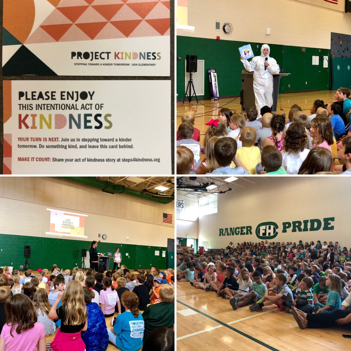 AdaFHPS's tweet image. Students completed 1,000+ acts of kindness, filling hallways. Our goal was to fill Ada with Kindness Steps &amp;amp; have them “spill out” into the community. Next goal: Spread more kindness into our community. Goal accomplished=sliming Mrs. Van Antwerp! So much fun! #AdaProjectKindness