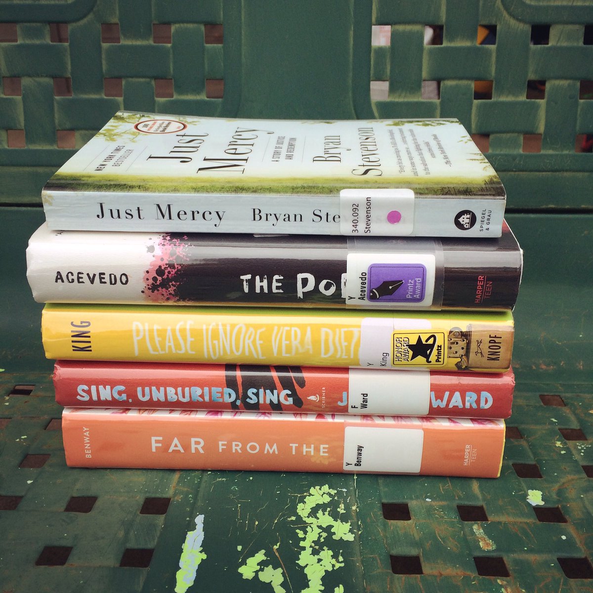 AmberP2433's tweet photo. So excited about my #summerreadingstack! Iโm taking some suggestions from the YA section and @ktkelly14 and @lester_laminack blog #BookBuzz #SummerReading #NoEducationalBooksYet https://t.co/mytxceRMws