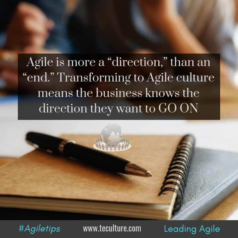 Agile_TE's tweet photo. Agile Tips!!
Agile is more a “direction,” than an “end.” Transforming to Agile culture means the business knows the direction they want to go on.
#AgileTips #TransformationExperts #WednesdayMotivation #direction #culture #business #go #on https://t.co/V5m7EEbGBi