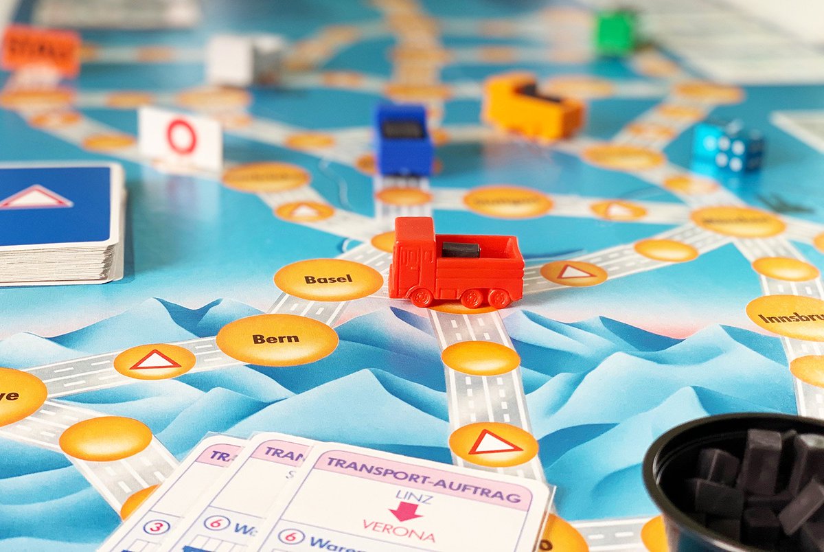 MeepleMaven's tweet photo. Determining whether to buy delivery contracts based on cost, timing, and travel required is an interesting part of #AufAchse. (1987 and still in collection for periodic play.) #BoardGames / #BoardGameMaps https://t.co/txsl2mQxmN