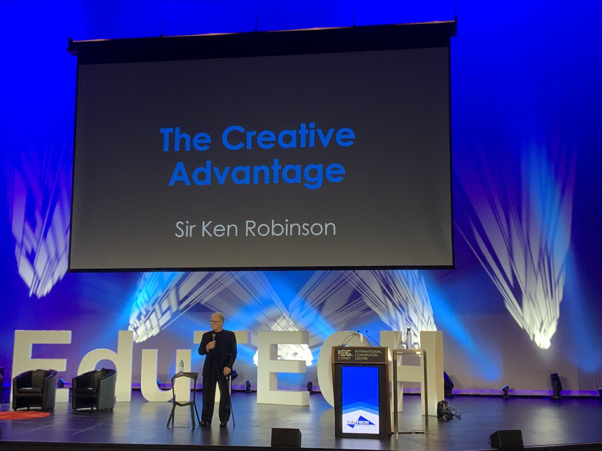 At EduTech at Sydney’s International Conference Centre listening to Sir Ken Robinson reminding us about children’s creativity #EduTECH2019