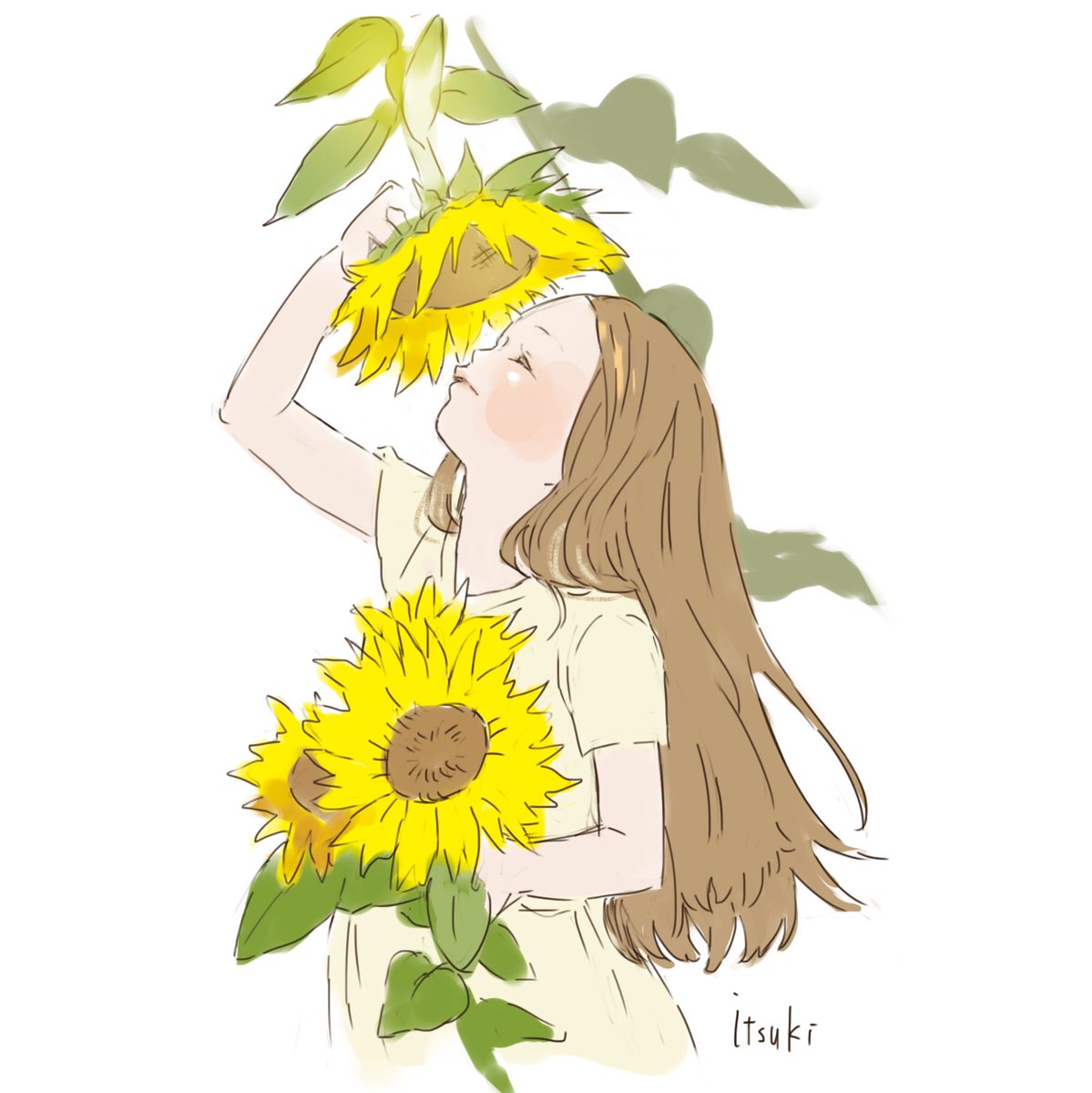 ほしのいつき Itsuki Twitterren おはようございます 夏といえばこの花 本日の一枚 子供イラスト 落書き Drawing ひまわり Sunflower