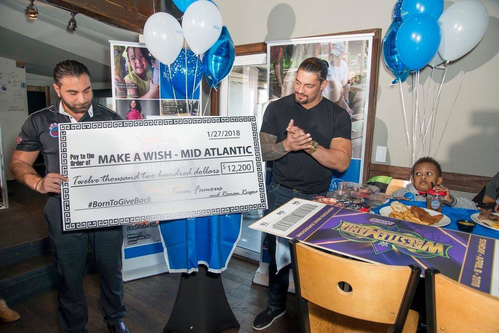 JimmysSeafood's tweet photo. Very kind words spoken by @WWERomanReigns about our commitment to the community! Thank you @JustinBarrasso for continuously shining light on the world’s positive stories! #Born2GiveBack https://t.co/hC5iRXA9UL https://t.co/X6Zpwf3W0Z