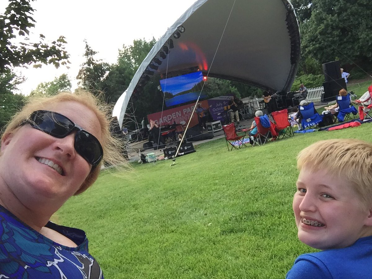 AlisonLiley's tweet photo. Storms caused tonight’s #WhitakerFest with @T_Blanchard to be cut short. The boys enjoyed their first concert in the garden and were glad we managed to get seats in the shade &amp; close to the music. #boymom #lileyboyssummer2019 @mobotgarden https://t.co/g2fYIaNch3