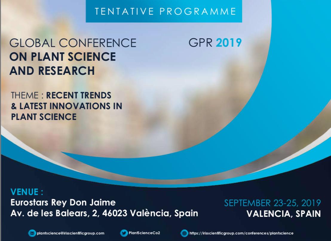 PlantScienceCo2's tweet photo. Check Out #GPR2019 Tentative Program at: https://t.co/aqa4ojRBRK
#PlantScience and #Research 2019 at #Valencia, #Spain
#plantscienceconfernce #plant19 #PlantsSeeds #plants #plantbaseddiet #plantsci #plantbiology #plantresearch #Plant2019 https://t.co/EYaw4WPrVN