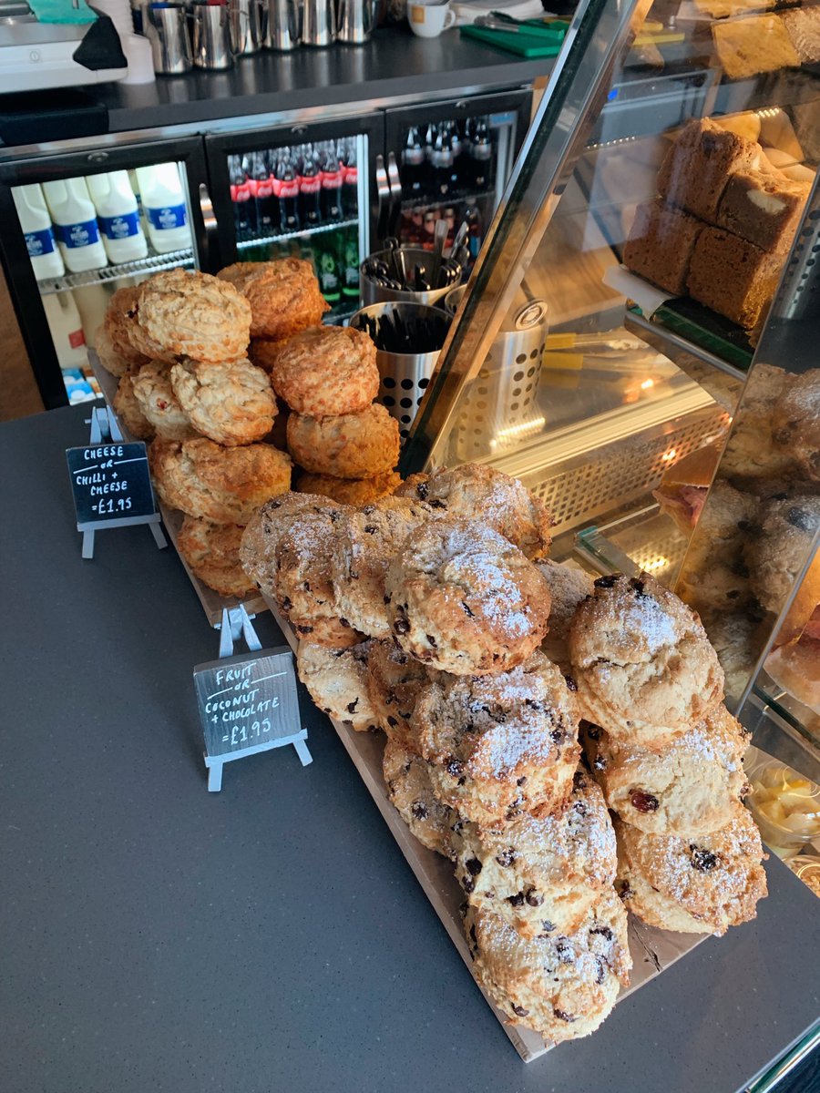 Today’s scones 🤤 cheese, chilli &amp; cheese, fruit or chocolate &amp; coconut! Freshly baked, everyday with new and exciting flavours 😍

You all know how popular they are, so come and grab one before they’re all gone! 😆