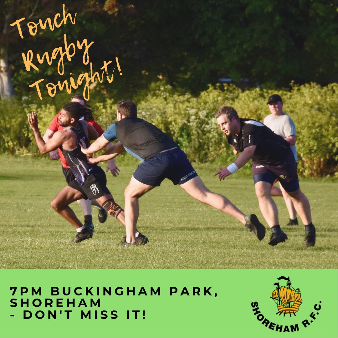 Touch rugby is tonight! Come and join us at Buckingham Park, Shoreham at 7pm for a free work out, to try rugby or get fit for the new season! Please like, RT, follow us &amp; comment in a friend who might want to come down now #shorehamrfc #shoreham #rugby #sussexrugby #sussex