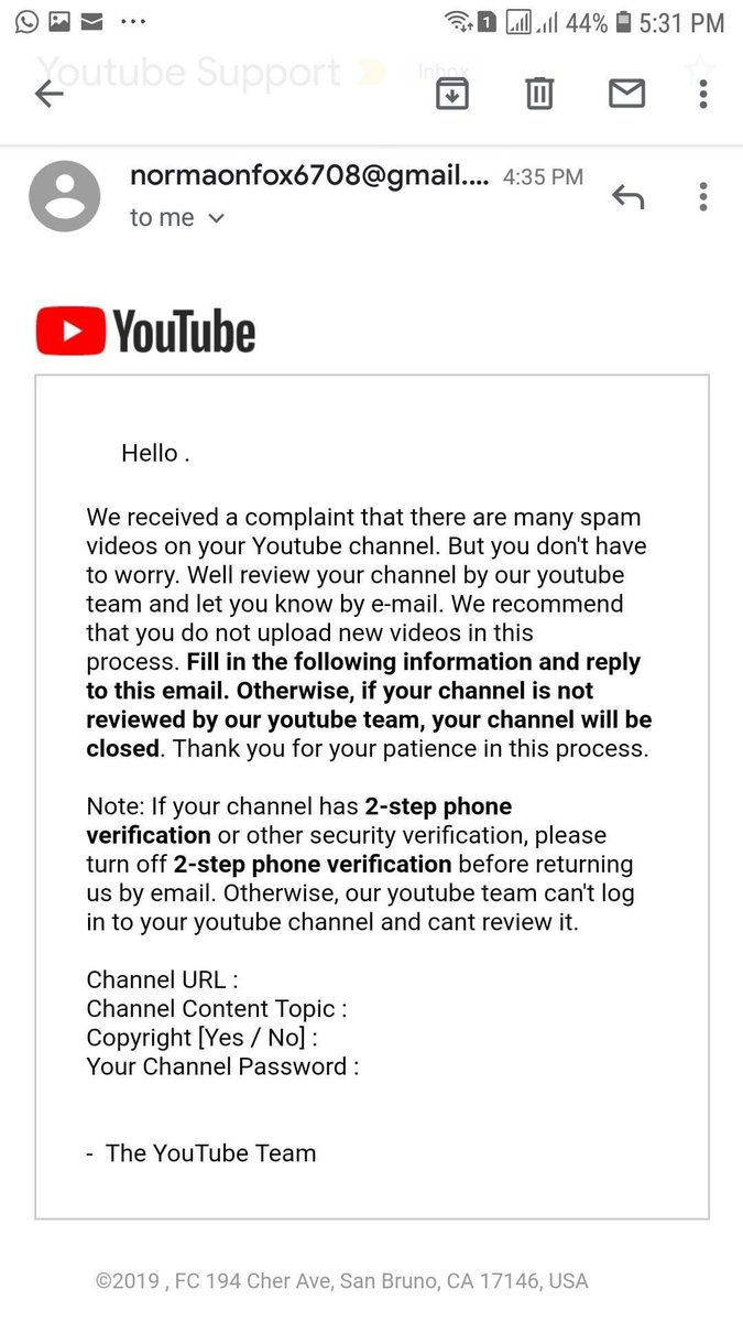 WARNING: There are fishing emails going around right now where they are asking for your YouTube password. This is not real, YouTube will never ask for your password. <a href="/TeamYouTube/">TeamYouTube</a> please spread the word.